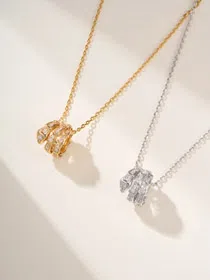 Bulgari snake bone full diamond necklace-3795  