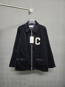 Celine new corduroy jacket with letter patches and padded lining-5498  